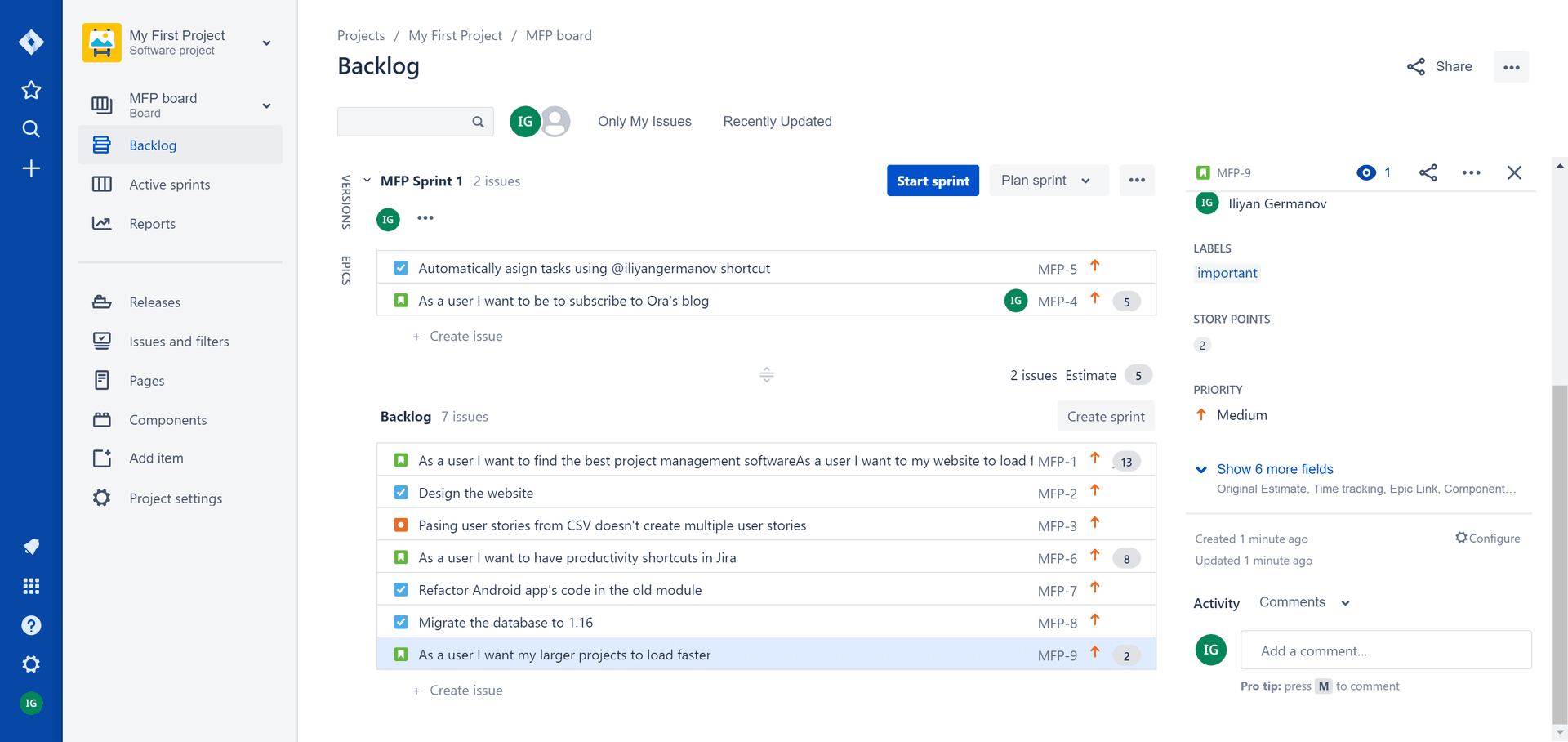 Jira UI Screenshot